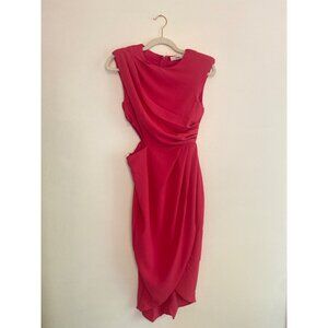 Ruched Pink Sleeveless Midi Dress With Draped Side & Cutout By Talulah Size S